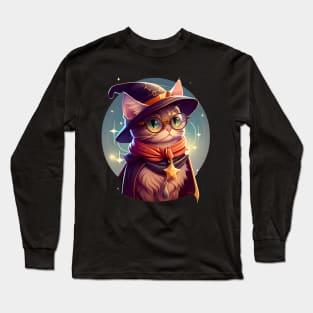 Witch Cat Wishes Happy Meowloween Long Sleeve T-Shirt